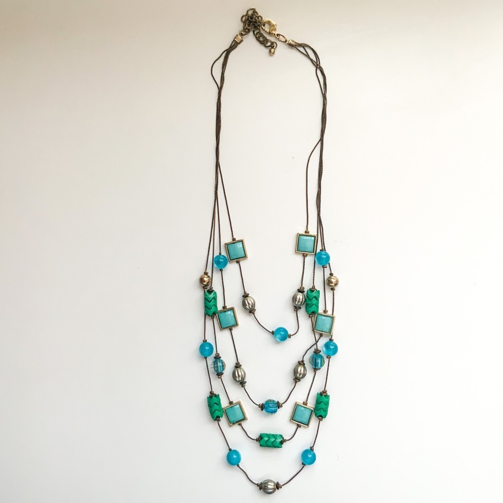 NY & Co Turquoise Layered Beaded Necklace